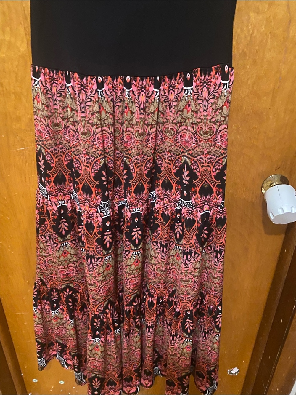 Women with Control Black Tank Maxi Dress with Pink & Coral Pattern - Picture 4 of 5